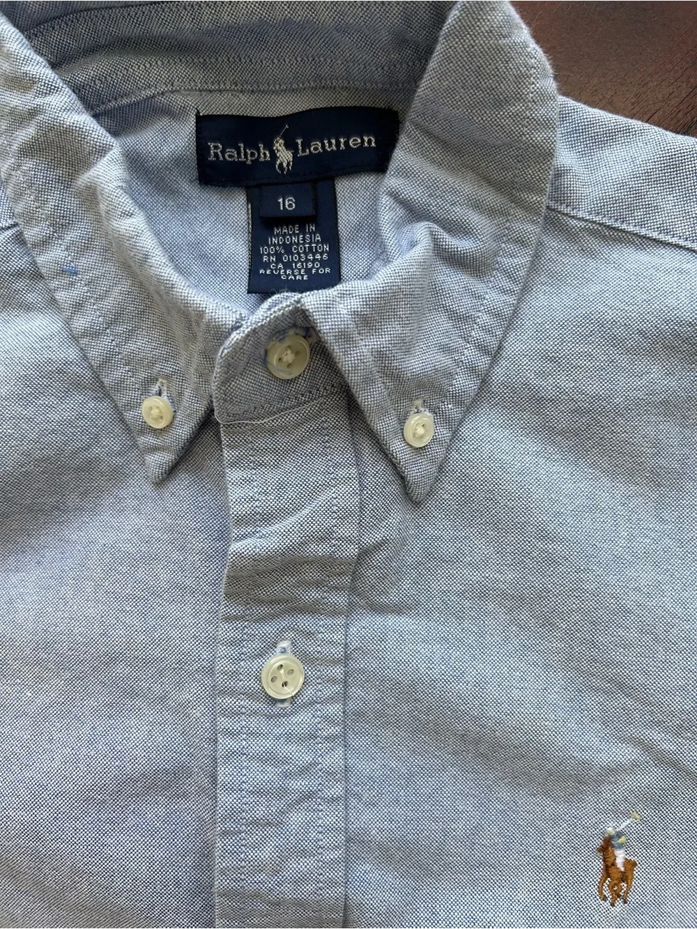 Ralph Lauren Light Blue Button-Down Oxford Shirt size 16